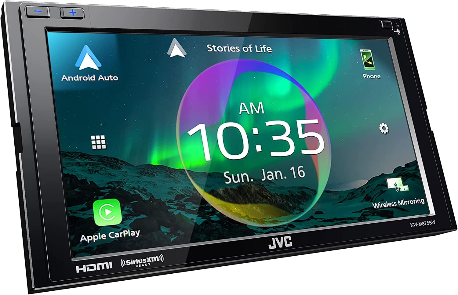 Jvc Kw-M875Bw Built In Wi-Fi For Wireless Carplay Android Auto, 6.8'' Lcd Touchscreen Display, Am/Fm, Bluetooth, Mp3 Player, Usb